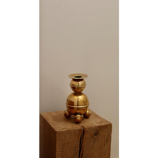 Mid-Century Swedish Brass Candleholders from ALB Lindström, Eskiltuna, Set of 2 For Sale - Image 6 of 8