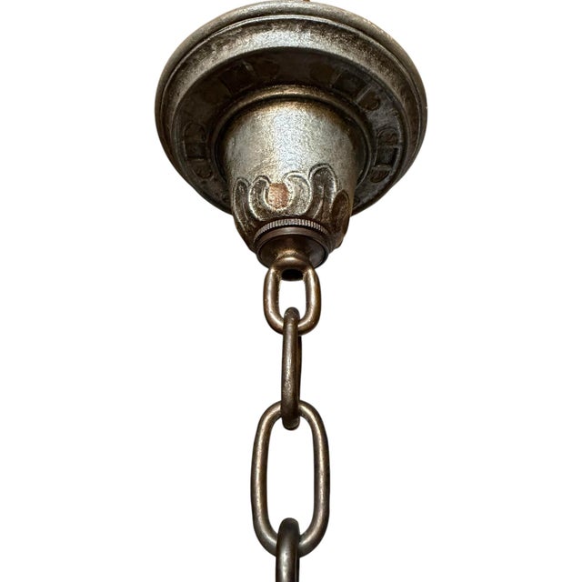 Mid 20th Century Vintage Five Light Pewter Patina Chandelier With Dragon Scrollwork For Sale - Image 5 of 9