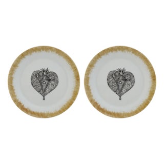 Stars Heart Dessert Plates by Lithian Ricci, Set of 2 For Sale