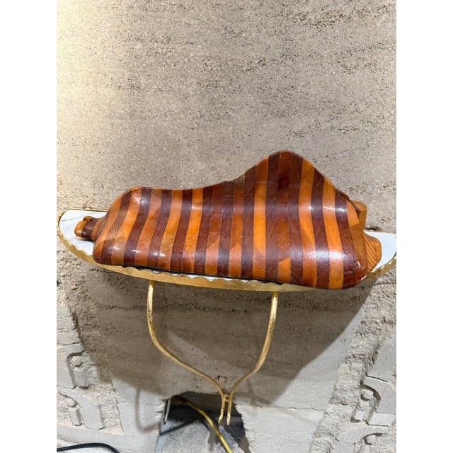 Mid-Century Modern Abstract Table Sculpture Exotic Wood Stripe For Sale - Image 10 of 10