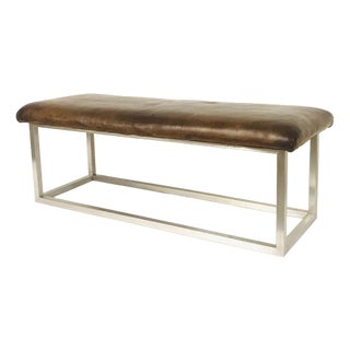 Vintage Leather Bench,1940s For Sale