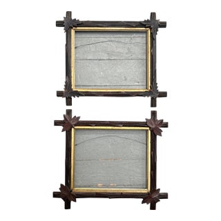 Two 19th Century Aesthetic Adirondack Style Wood Frames - Set of Two For Sale