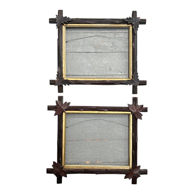 Two 19th Century Aesthetic Adirondack Style Wood Frames - Set of Two For Sale