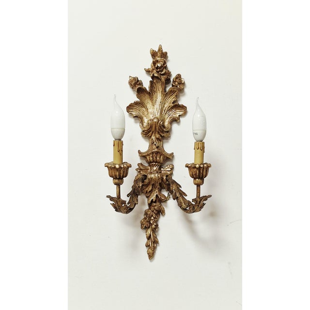 Hand-Carved Wood Wall Lamps, 1890s, Set of 2 For Sale - Image 3 of 13