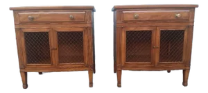 1960's Italian Provincial Medium Brown Toned John Widdicomb Nightstands Brass Accent a - Pair