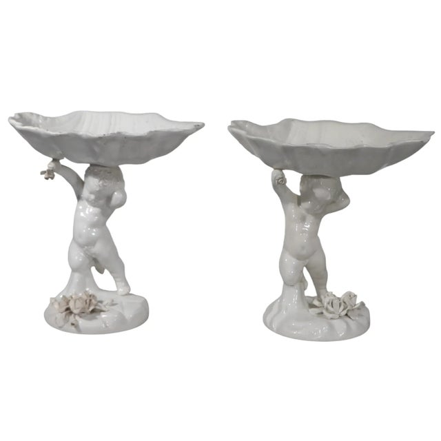 Pr. Ceramic Cupid Form Compotes Made in Italy For Sale - Image 12 of 12