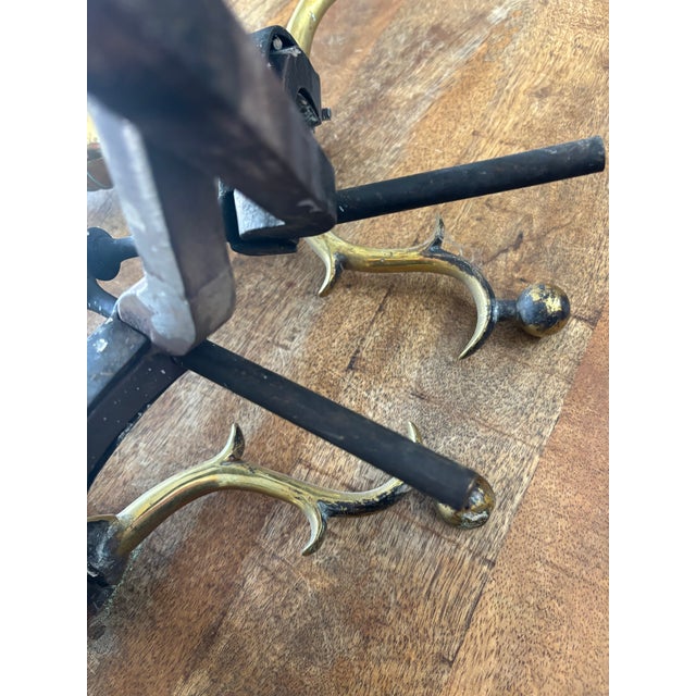 Antique 19th Century Classic Tall Beehive Brass Andirons With Exaggerated Ball Feet- a Pair For Sale - Image 10 of 11