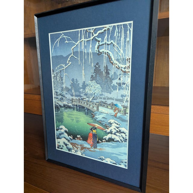 An exquisite, highly atmospheric vintage hand-pulled woodblock print by the legendary Shin-Hanga landscape master,...