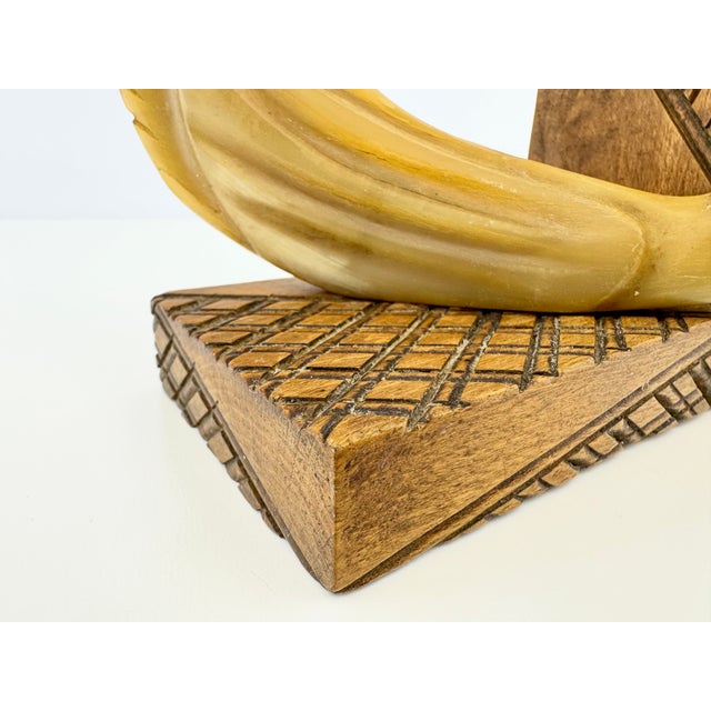 1960s Vintage Carved Wood and Horn-Style Bird Bookends, a Pair For Sale - Image 5 of 14