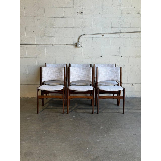 Rosewood Dining Chairs in Style of Erik Buch Upholstered Mid-Century Seating Set of 6 Denmark 1960s For Sale In Los Angeles - Image 6 of 11