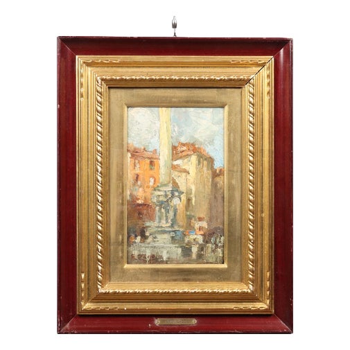 Erma Zago, City Scene, Oil on Hardboard, 1900s For Sale