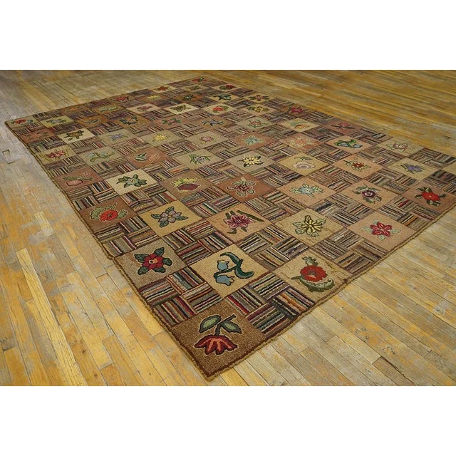 Antique American Hooked Rug 8' 2" x 11' 10" For Sale - Image 4 of 9