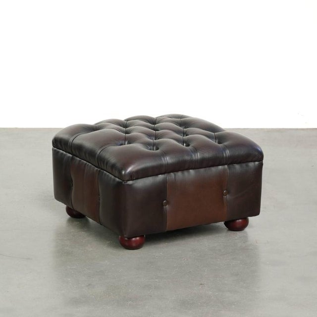 English Chesterfield Cowhide Ottoman with Colors For Sale - Image 10 of 10