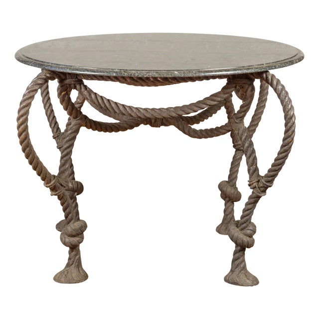 Tall Contemporary Bronze Nautical Rope Table For Sale