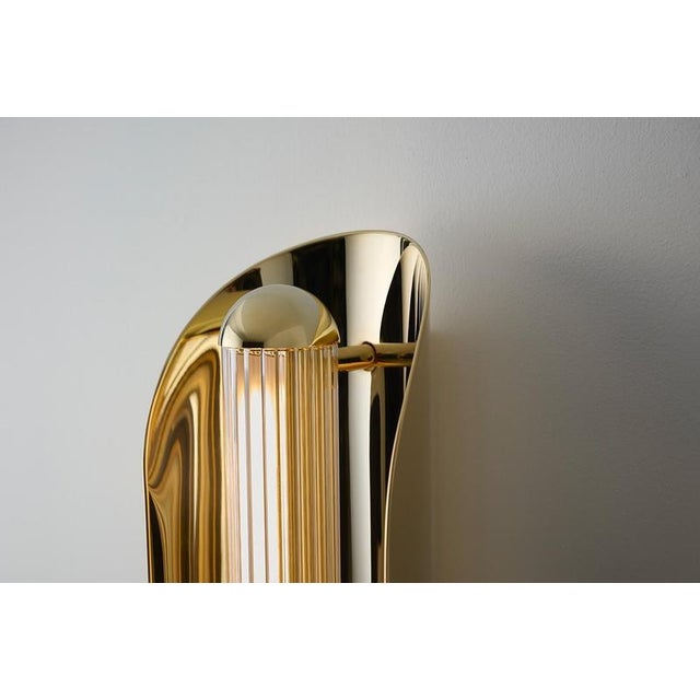 Gold Oblong Flint Fluted Wall Lamp by Jennifer Midoz For Sale - Image 8 of 10