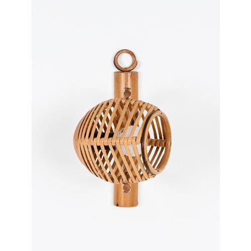 1960s French Riviera Adjustable Sconces in Rattan by Louis Sognot, 1960s, Set of 2 For Sale - Image 5 of 16