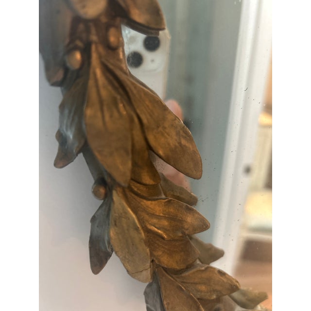 Neoclassical Gilt Laurel Wreath Mirror, 23” H X 19” W For Sale - Image 4 of 5