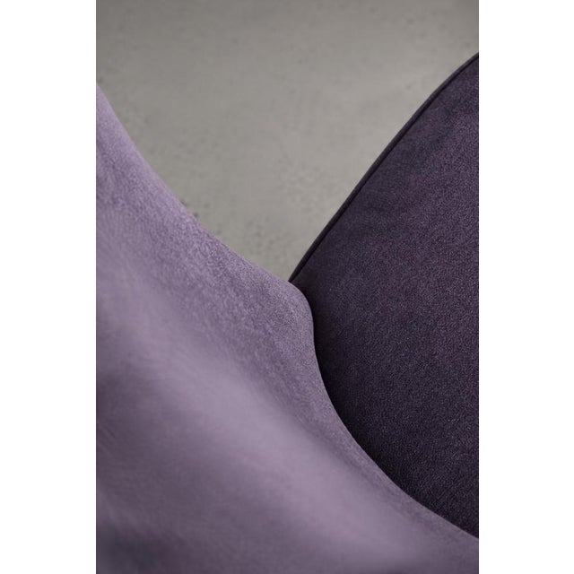 Vintage Scandinavian Modern Oak and Purple Fabric High Back Wing Chair, 1950s For Sale - Image 12 of 18