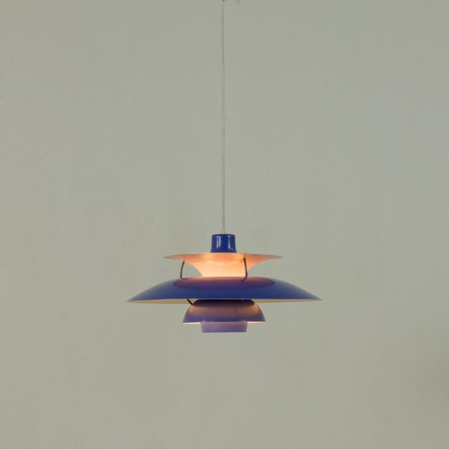 Mid-Century Modern Vintage PH 5 Blue Lamp by Poul Henningsen for Louis Poulsen, 1970s For Sale - Image 3 of 11