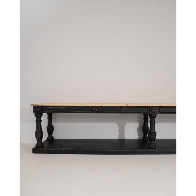 Wood Mid 20th Century France Black Wood Console Table For Sale - Image 7 of 11