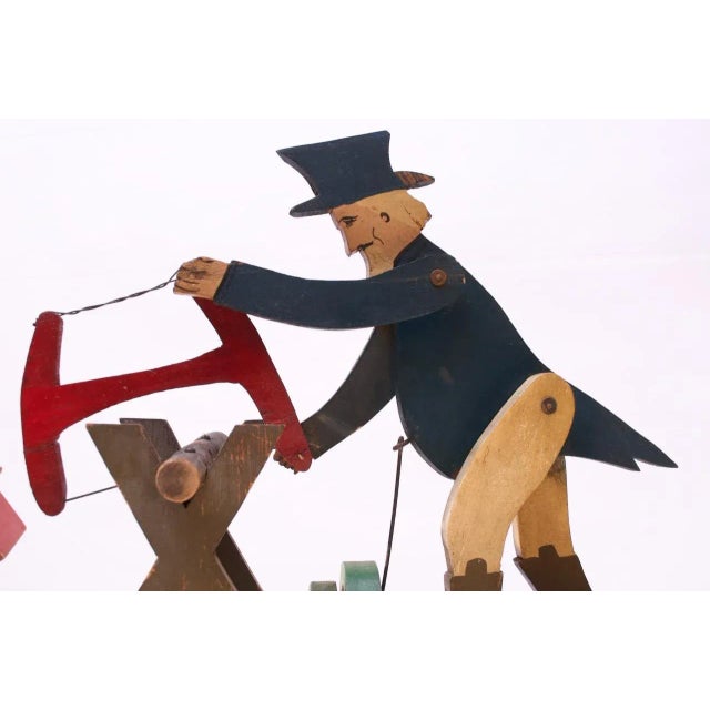 Folk Art Early 20th Century Americana Uncle Sam Lumberjack Whirligig For Sale - Image 3 of 13