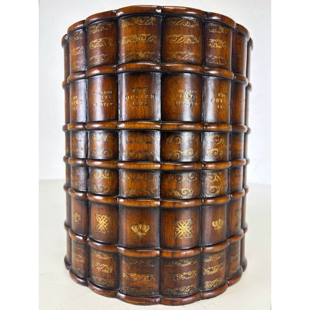 Vintage Hand Carved Walnut Faux Book Bin After Maitland Smith For Sale - Image 9 of 9