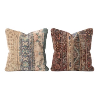 Striped Anatolian Rug Pillow Cover 24'' X 24'' - Set of Two For Sale