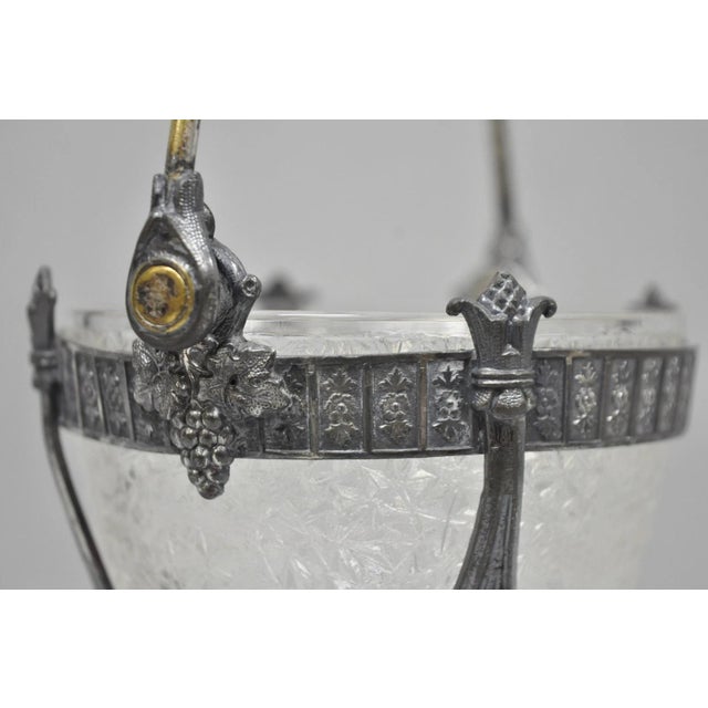 Antique Simpson Hall Miller Art Nouveau Silver Plated Sugar Bowl W Glass Insert For Sale - Image 13 of 17