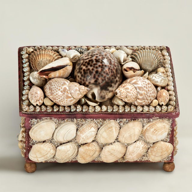 Antique British Colonial Seashell Encrusted Jewelry Box For Sale In West Palm - Image 6 of 12