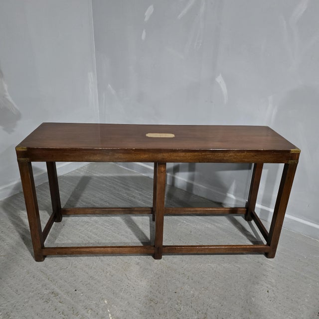 Vintage Mahogany Campaign Console Table, 1920 For Sale - Image 10 of 10