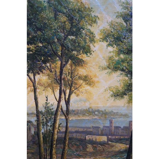 Late 20th Century Rome Italy Capriccio Landscape Oil Painting After Francesco Lazaro Guardi 32" For Sale - Image 10 of 12