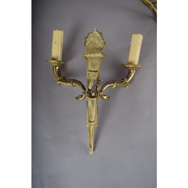 Vintage French Empire Style Torch Wall Sconces in Gilt Bronze, 1950s, Set of 4 For Sale - Image 4 of 18