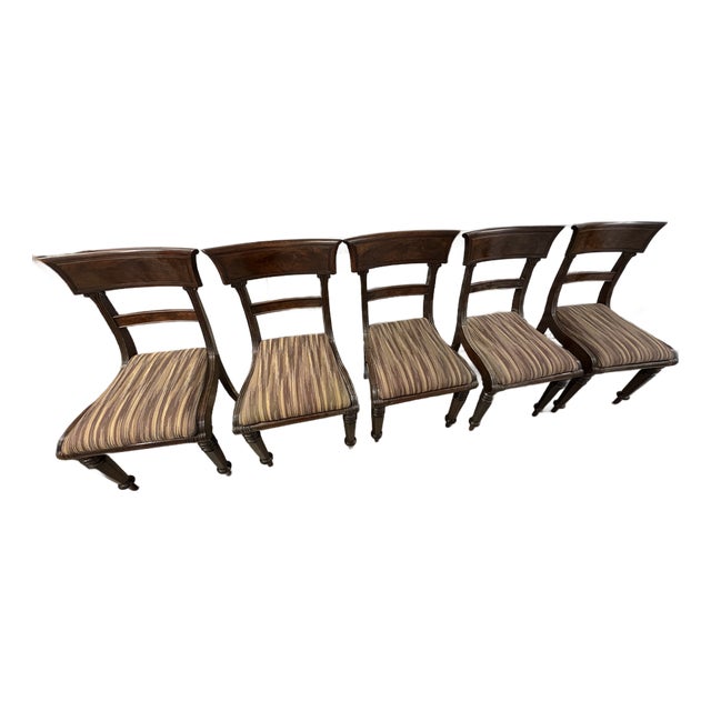 Set of 5 Empire-Style Dining Chairs - Refinished - Good Condition For Sale