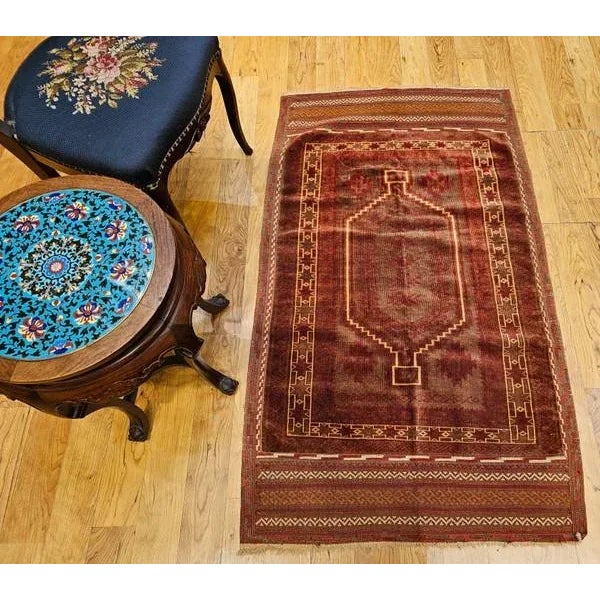 Early 20th Century Antique Baluch Tribal Area Rug, Wool Pile, Geometric Design For Sale - Image 5 of 12