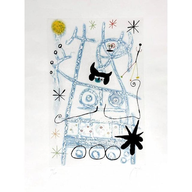 Modern Joan Miró, Figurative Composition: Les Forestiers Bleu, Lithograph For Sale - Image 3 of 3