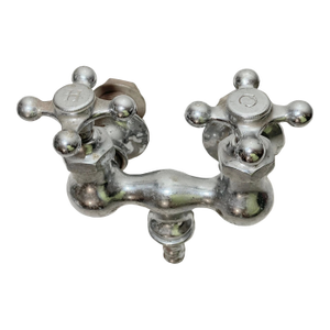 Antique Heavy Chrome Plated Brass Industrial Wall Faucet Fixture Hot Cold