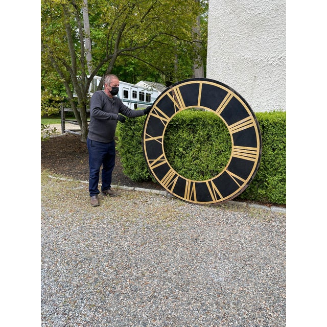 Black Church Clock Face with Gilt Roman Numerals and Hands-19th Century For Sale - Image 17 of 18