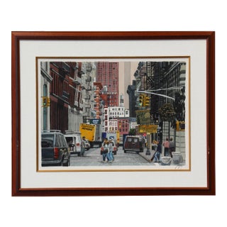 New York, Soho and Mercer Street, Watercolor Painting For Sale