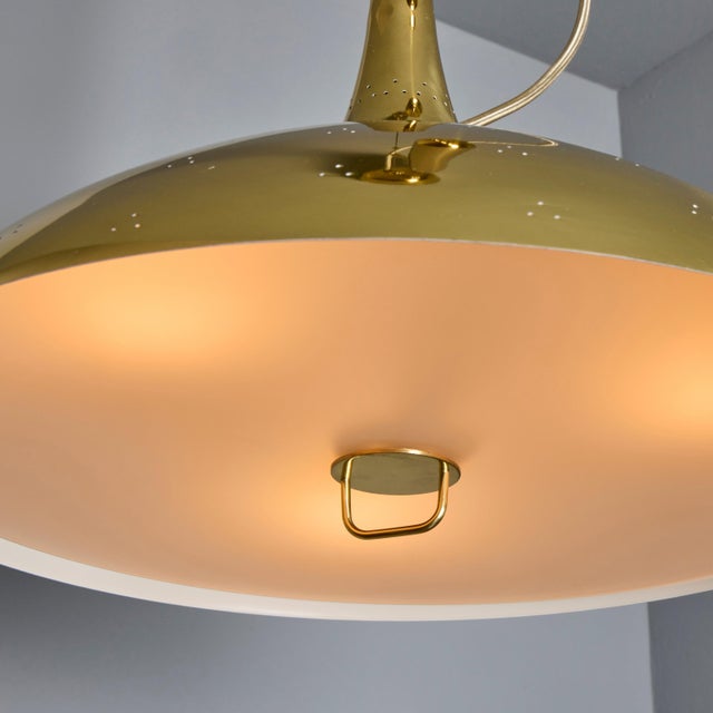 Mid-Century Modern Paavo Tynell 'A1965' Counterweight Pendant Lamp in Brass for Gubi For Sale - Image 3 of 15