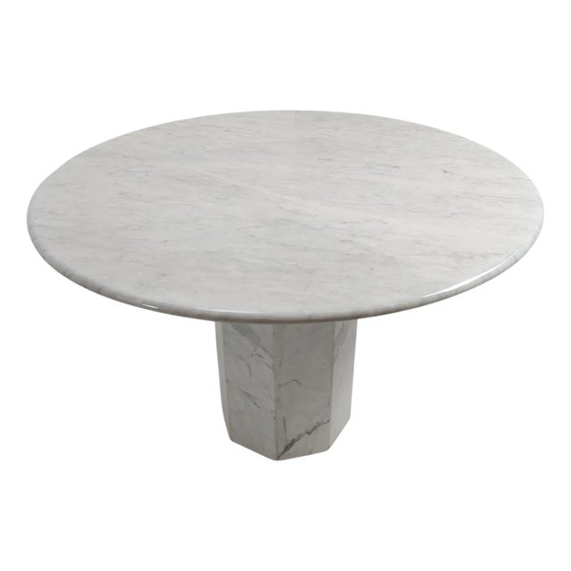 Vintage Round Marble Dining Table, 1970s For Sale