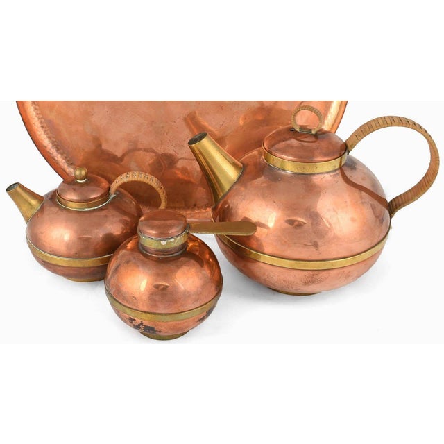 Vintage German Copper Coffee Set by Harald Buchrucker, 1950s, Set of 4 For Sale - Image 4 of 5