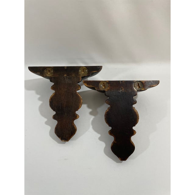 Vintage Carved Wood Wall Shelf Brackets Sconces Corbels, a Pair For Sale - Image 10 of 16