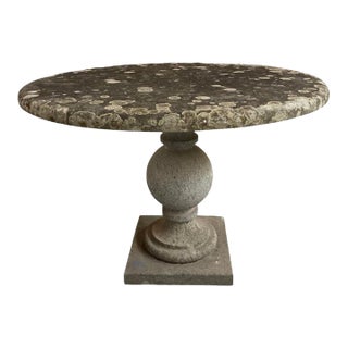 Vintage Weathered Cast Stone Garden Bistro Table For Sale