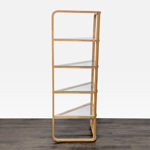 Modern Bentwood Corner Bookshelf With Glass Shelves For Sale - Image 4 of 8