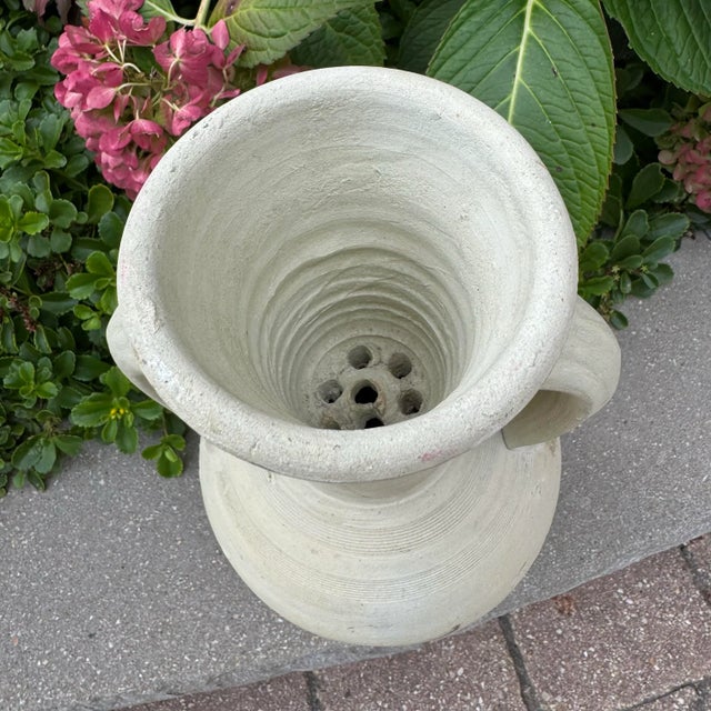 Off-white Rustic Terracotta Amphora / Double Handled Urn / Vessel For Sale - Image 8 of 9