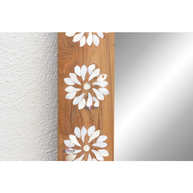 1990s Floral Blossom Inlay Floor Mirror For Sale - Image 5 of 11