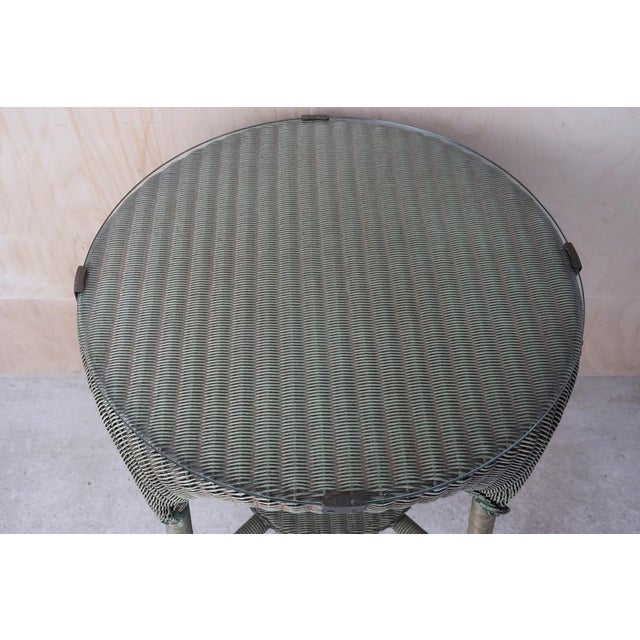 Vintage English Rattan Lloyd Loom Round Side Table, 1931 For Sale - Image 4 of 6
