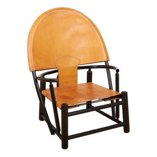 Leather Hoop G23 Armchair in Bentwood and Leather by Piero Palange & Werther Toffoloni for Germa, 1972 For Sale