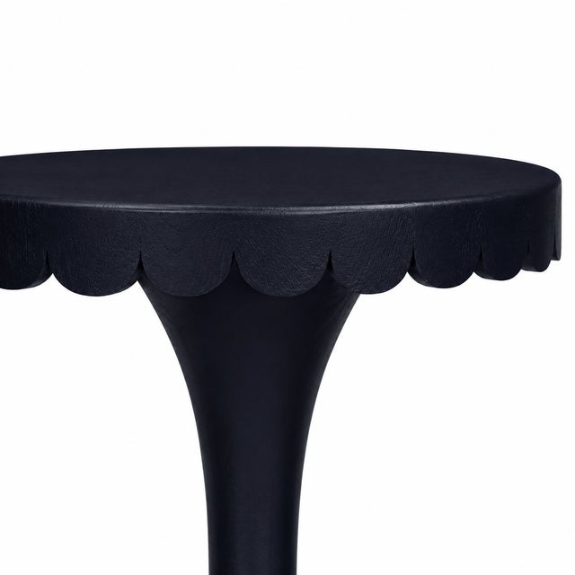 Kenneth Ludwig Chicago Scalloped Round Drink Table Navy Blue For Sale - Image 4 of 10