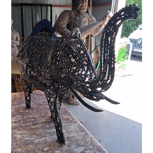 Elephant Made of Welded Bicycle Chains Sculpture in Recycled Metal, 1990s, in Good conditions. Designed 1990 to 1999